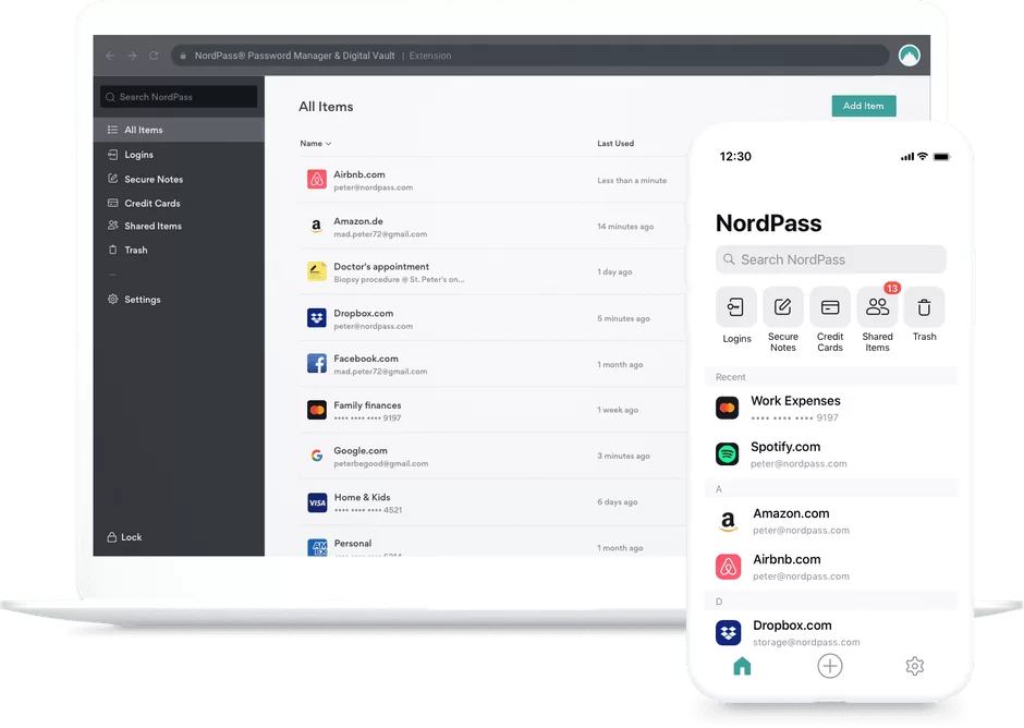 NordPass password manager interface